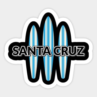 Santa Cruz Logo Sticker California with Three Surf Boards Blue Sticker